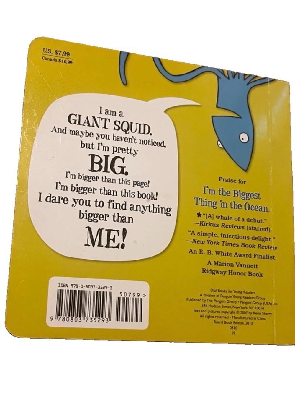 I'm the Biggest Thing in the Ocean Board Book Kevin Sherry Giant Squid Marine